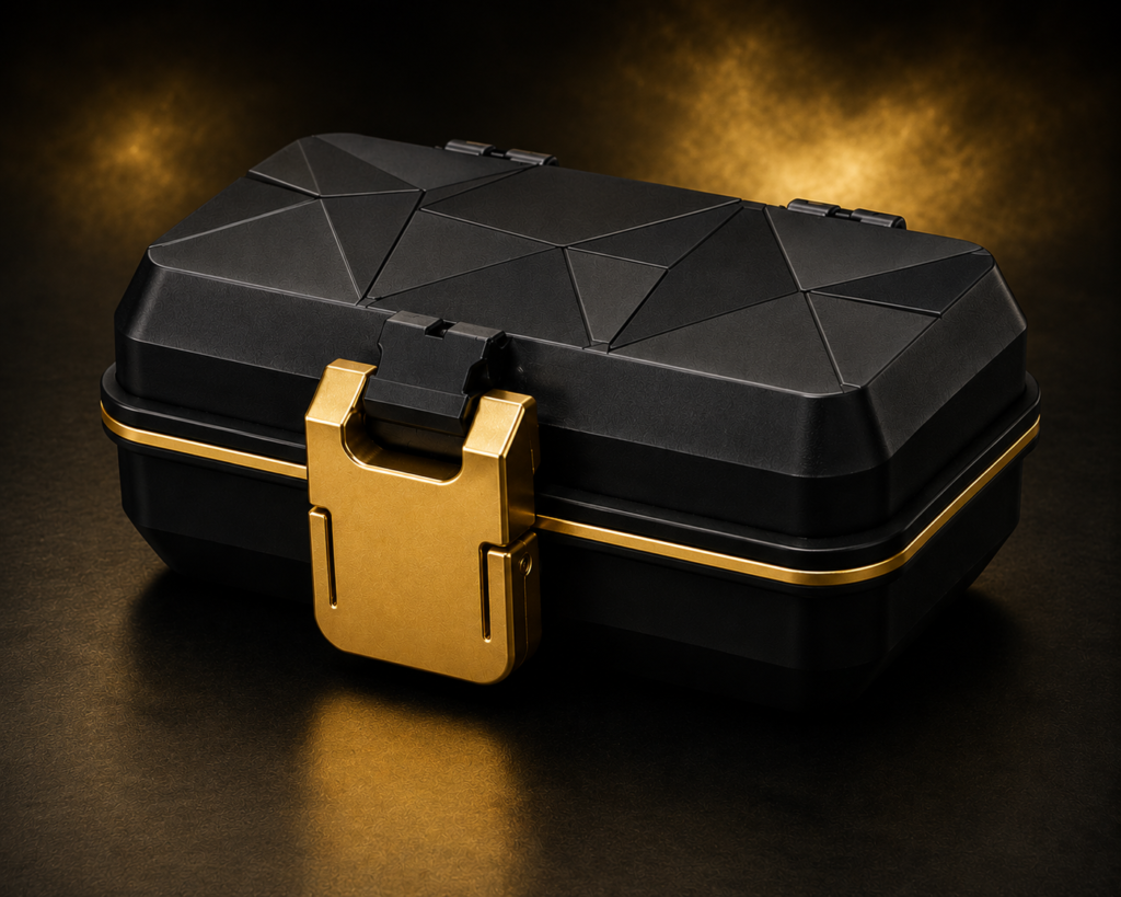 Gold Tier Peptide Storage Case with premium gold accents